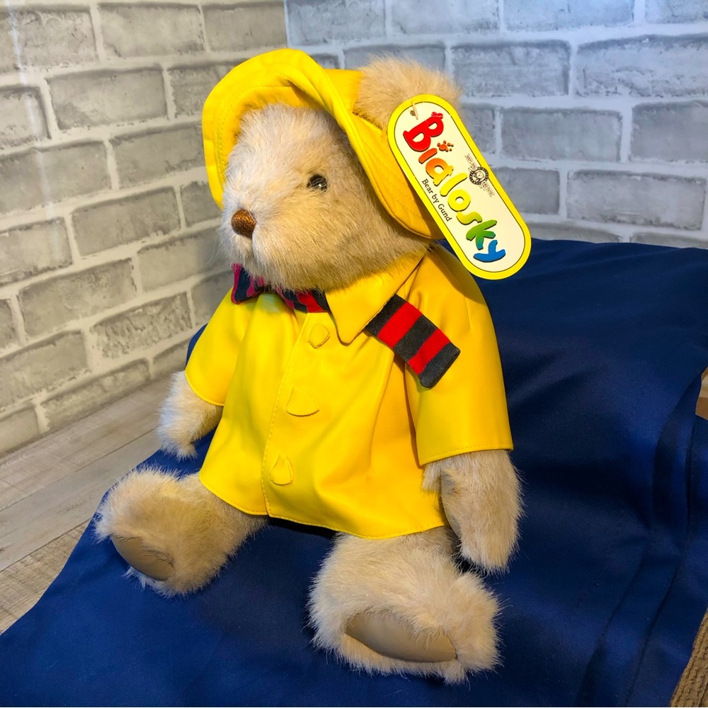 Bialosky Yellow Raincoat 80th Birthday Bear By Gund - Picture 1 of 5
